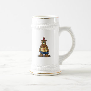 Cartoon Brown bear standing on his back feet Beer Stein