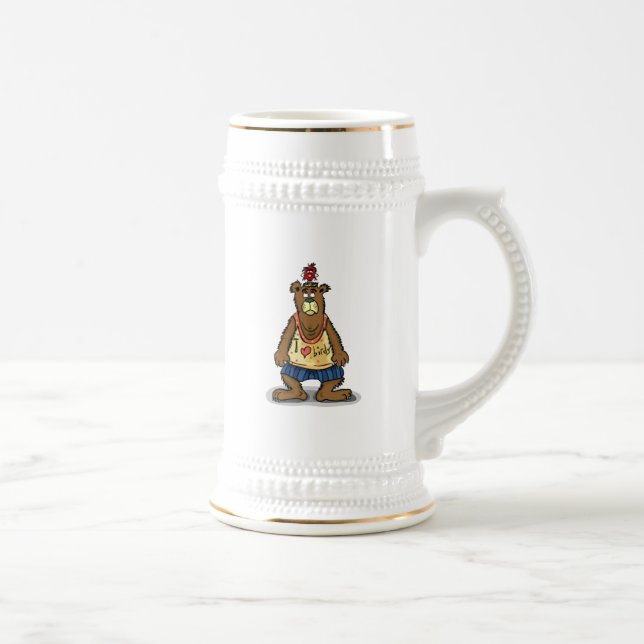 Cartoon Brown bear standing on his back feet Beer Stein (Right)
