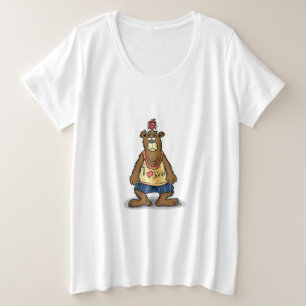 Cartoon Brown bear standing on his back feet Plus Size T-Shirt