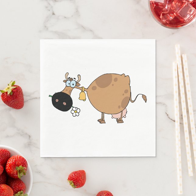 Cartoon Brown Cow Napkin (Creator Uploaded)