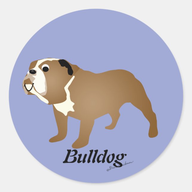 Cartoon Bulldog Classic Round Sticker (Front)