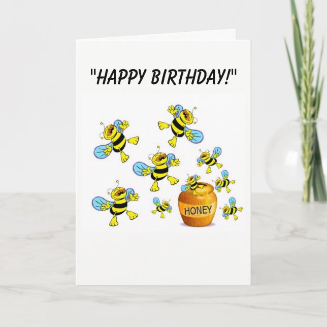 Cartoon Bumble-Bee Birthday Card (Front)