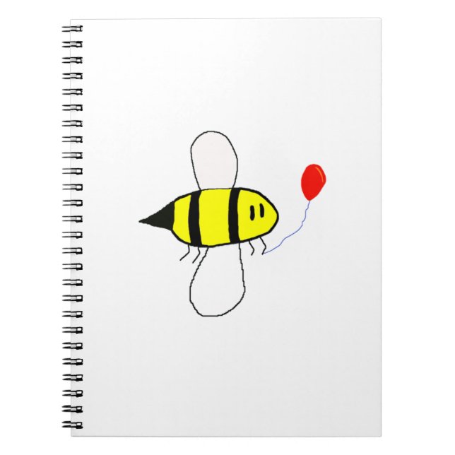 Cartoon Bumblebee with Balloon Notebook (Front)