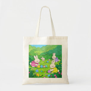 Cartoon Bunnies Easter Eggs Tote Bag