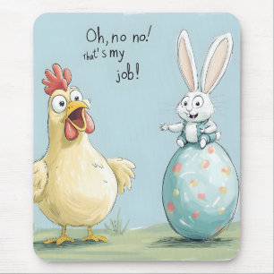 Cartoon Bunny Chick Egg Easter Fun Mouse Pad
