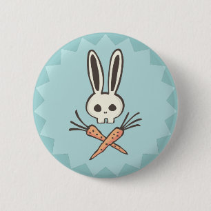 Cartoon Bunny Skull and Crossbones Button