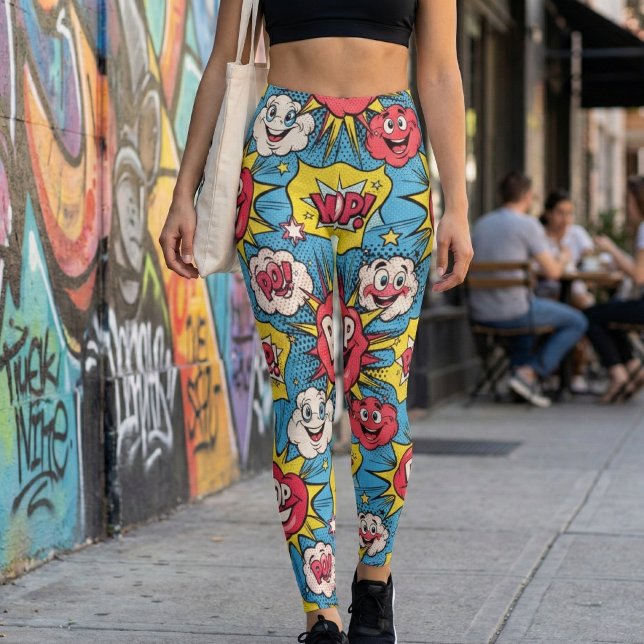 Cartoon Burst Fun Design - Comic Pop Art Explosion Leggings (Creator Uploaded)