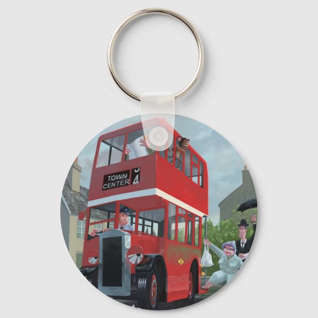 cartoon bus stop queue key ring (Front)
