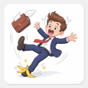 Cartoon Businessman Slipping Sticker