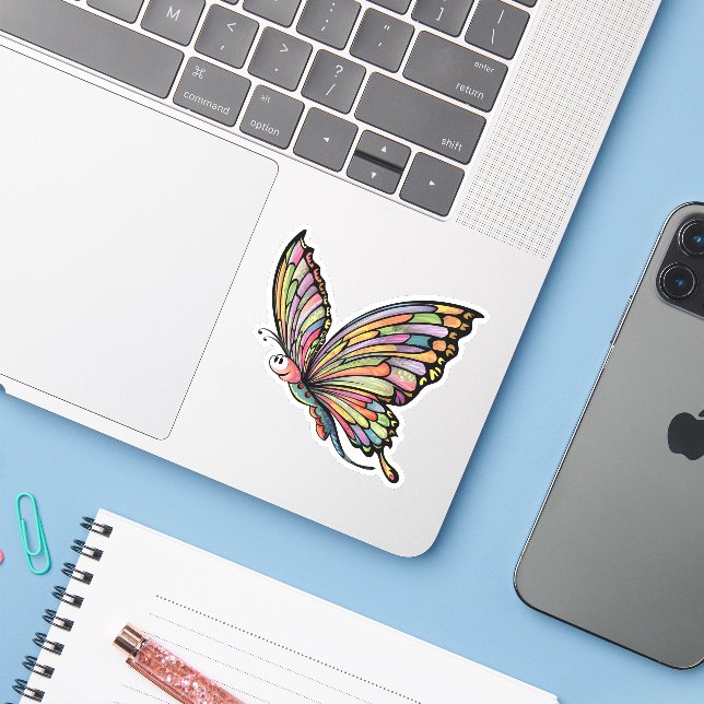 Cartoon Butterfly (Laptop w/ iPhone)