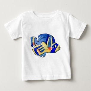 Cartoon Butterfly Blue Fish Baby T-Shirt