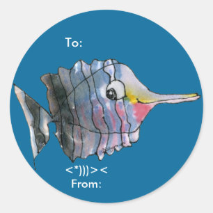 Cartoon Butterfly Fish Personalised Labels