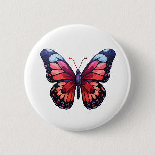 Cartoon butterfly illustration 6 cm round badge