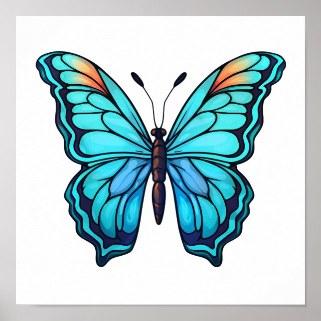Cartoon butterfly illustration poster (Front)