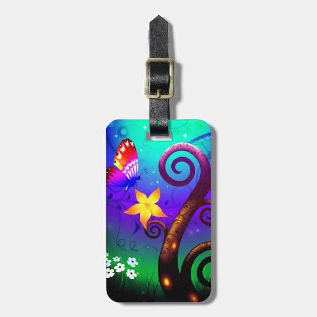 Cartoon Butterfly Luggage Tag (Front Vertical)