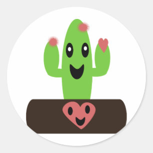 Cartoon Cactus Classic Round Sticker