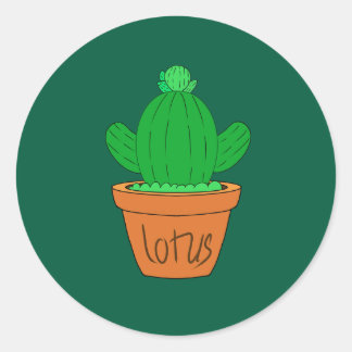 Cartoon cactus classic round sticker