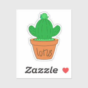 Cartoon Cactus Custom-Cut Vinyl Sticker