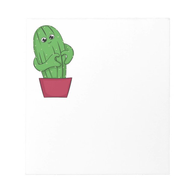 Cartoon Cactus making Heart Sign with Hands Notepad (Front)