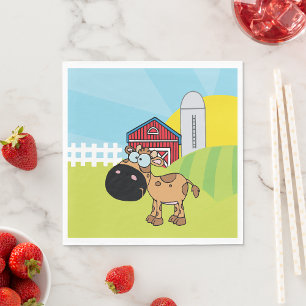 Cartoon Calf On A Farm Napkin