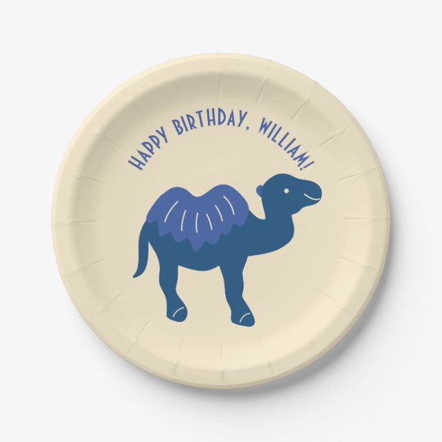 Cartoon Camel Birthday Party Personalised Paper Plate (Front)