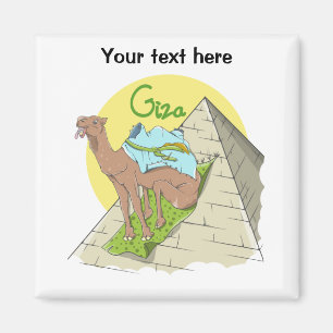 Cartoon Camel Egypt Pyramid Magnet