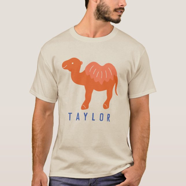 Cartoon Camel Orange Bactrian 2 Humps Personalised T-Shirt (Front)
