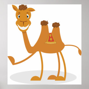 Cartoon Camel Smiling Desert Animal Character Poster