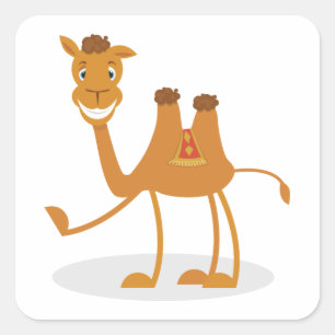 Cartoon Camel Smiling Desert Animal Character Square Sticker
