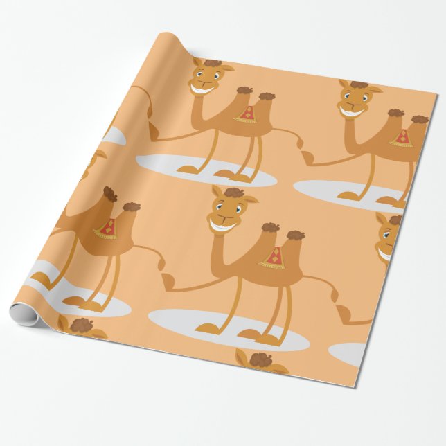 Cartoon Camel Smiling Desert Animal Character Wrapping Paper (Unrolled)
