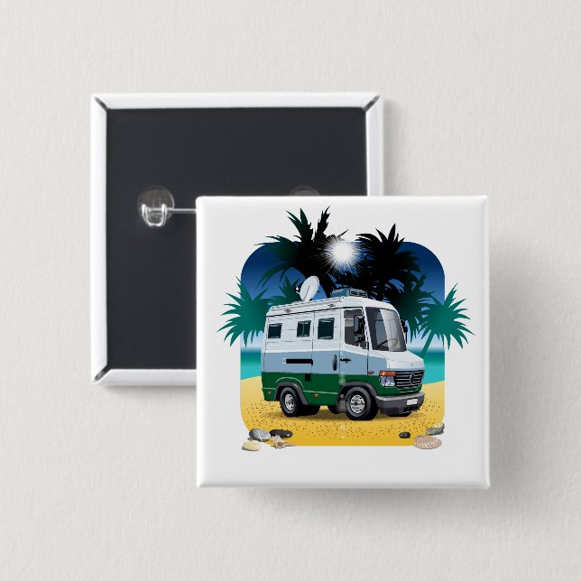 Cartoon Camper 15 Cm Square Badge (Front & Back)