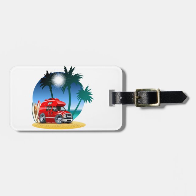 Cartoon Camper Luggage Tag (Front Horizontal)