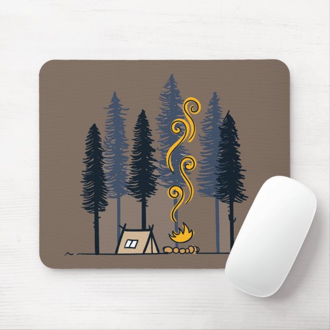 Cartoon Camping Mouse Pad (With Mouse)