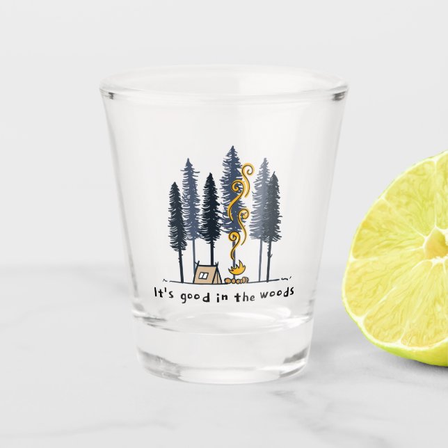 Cartoon Camping Shot Glass (Front)