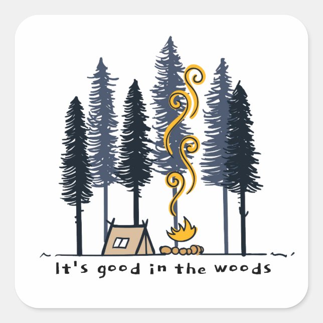 Cartoon Camping Square Sticker (Front)