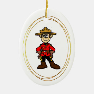 Cartoon Canadian Mountied Christmas Ornament