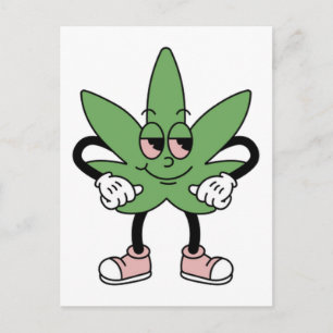 Cartoon Cannabis Leaf Postcard