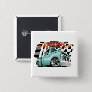 Cartoon car 15 cm square badge