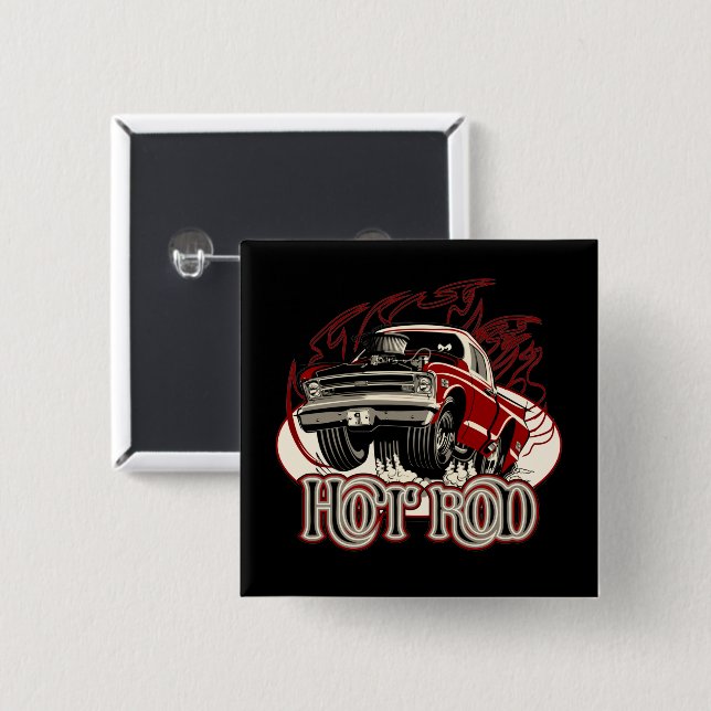 Cartoon car 15 cm square badge (Front & Back)
