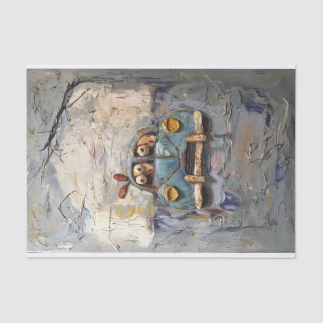 Cartoon car characters with textured look  tissue paper (Front)