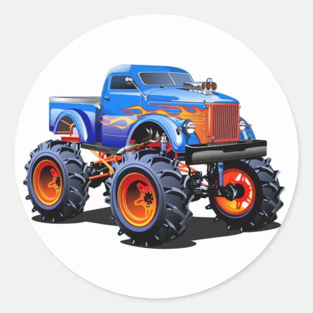 Cartoon car classic round sticker (Front)