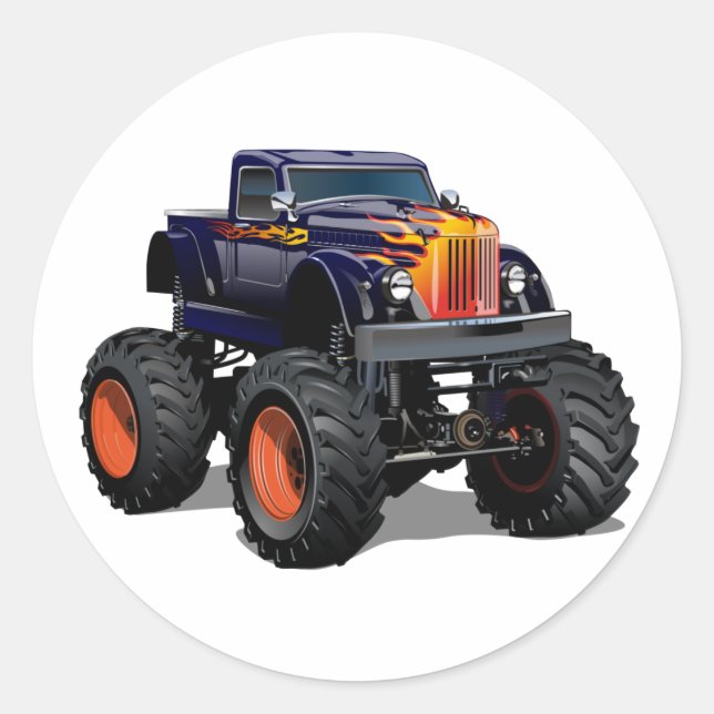 Cartoon car classic round sticker (Front)