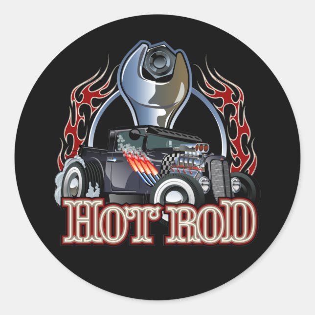 Cartoon car classic round sticker (Front)