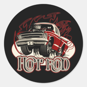 Cartoon car classic round sticker