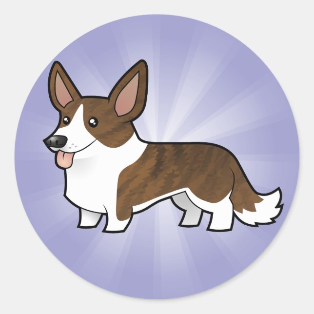 Cartoon Cardigan Welsh Corgi Classic Round Sticker (Front)