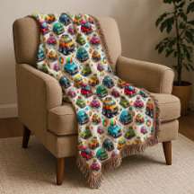 Cartoon Cars Colorful Kids Nursery Throw Blanket