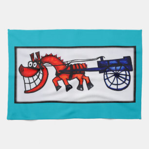 Cartoon cart horse kitchen towel
