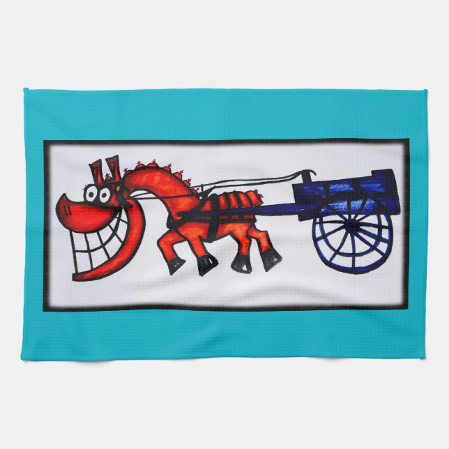 Cartoon cart horse kitchen towel (Horizontal)