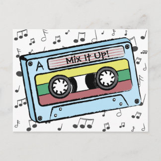 Cartoon Cassette Tape & Music Notes (Mix It Up) Postcard