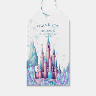 Cartoon Castle Frozen Kingdom 1st Birthday Gift Tags